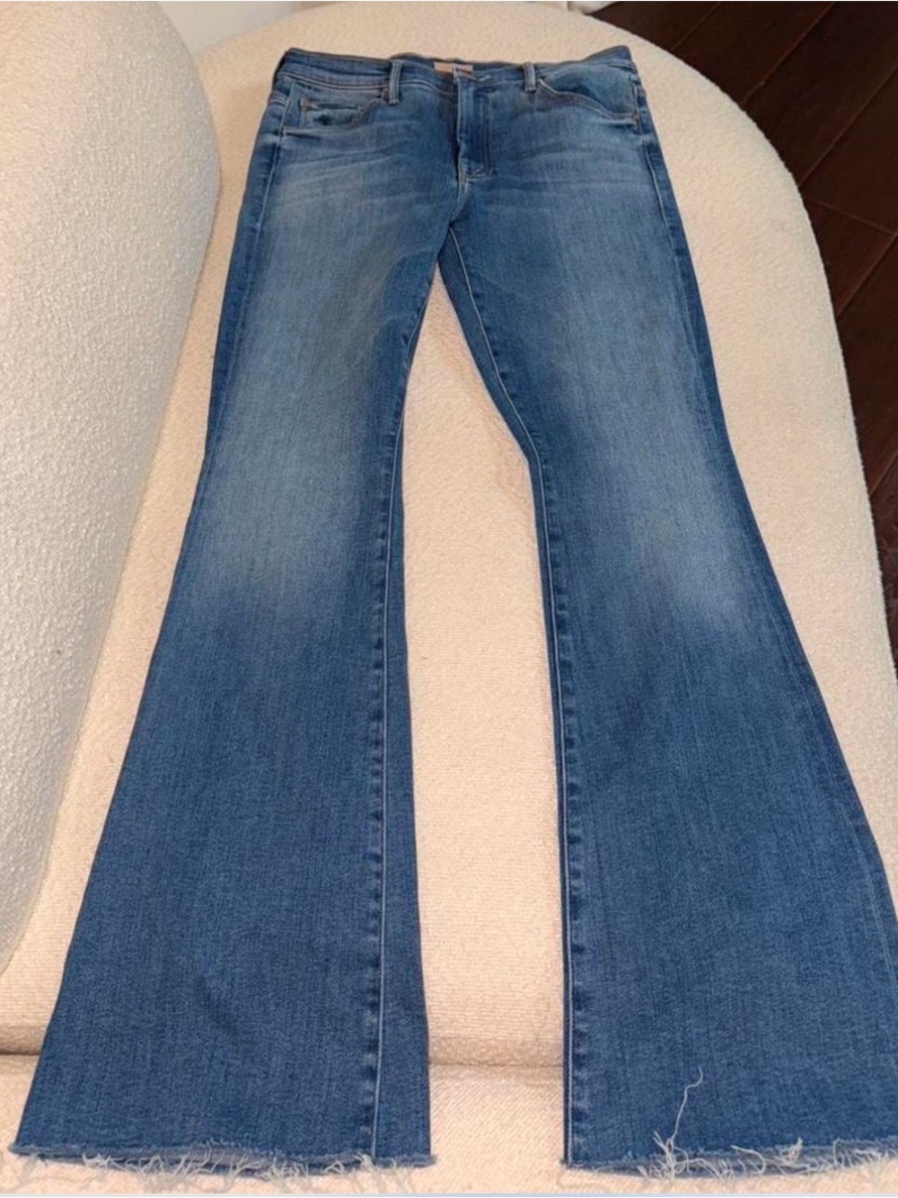 MOTHER Weekender Flare Jeans with Raw Hem